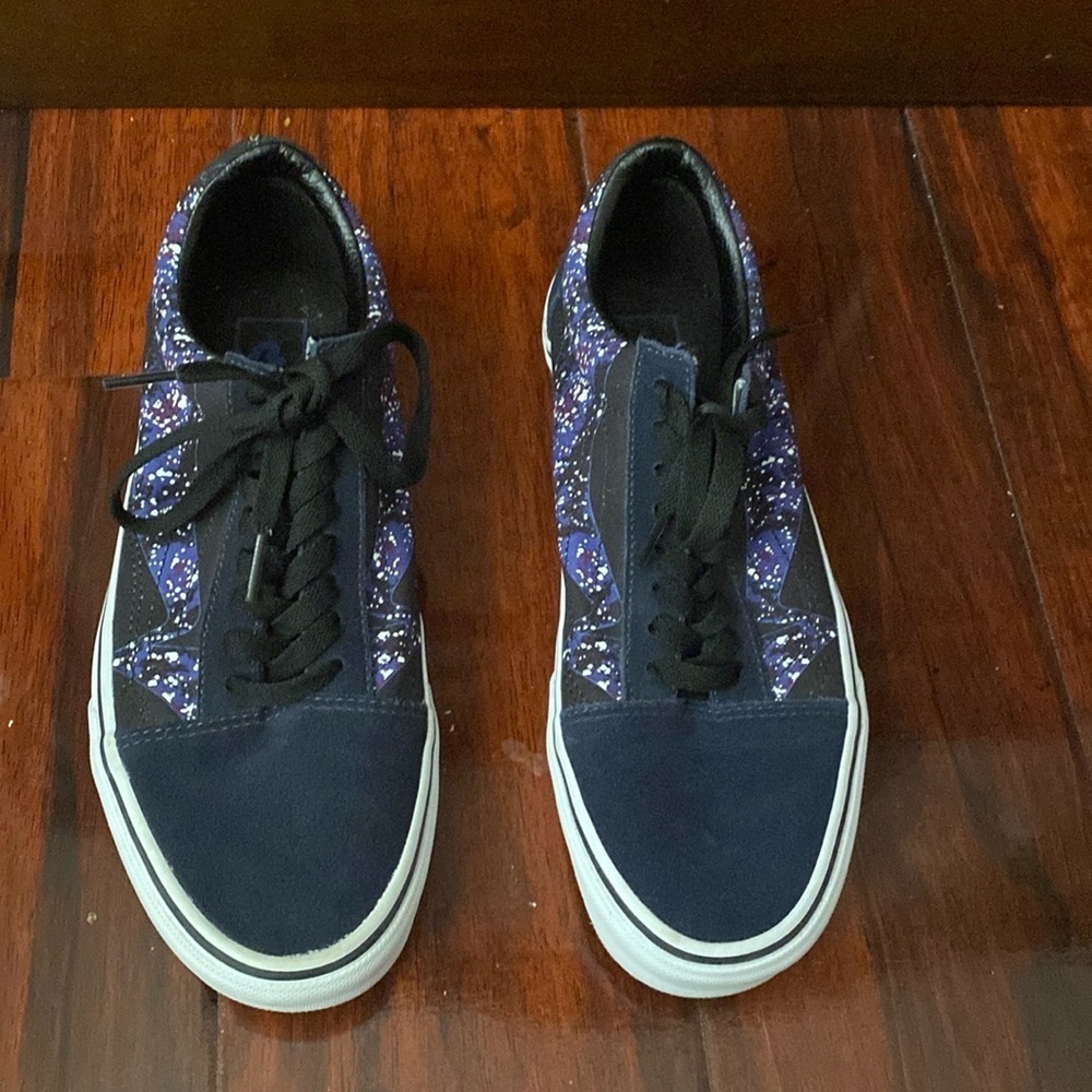 vans navy blue suede black  purple , white spots Men’s 8.5 women’s 10 X-5